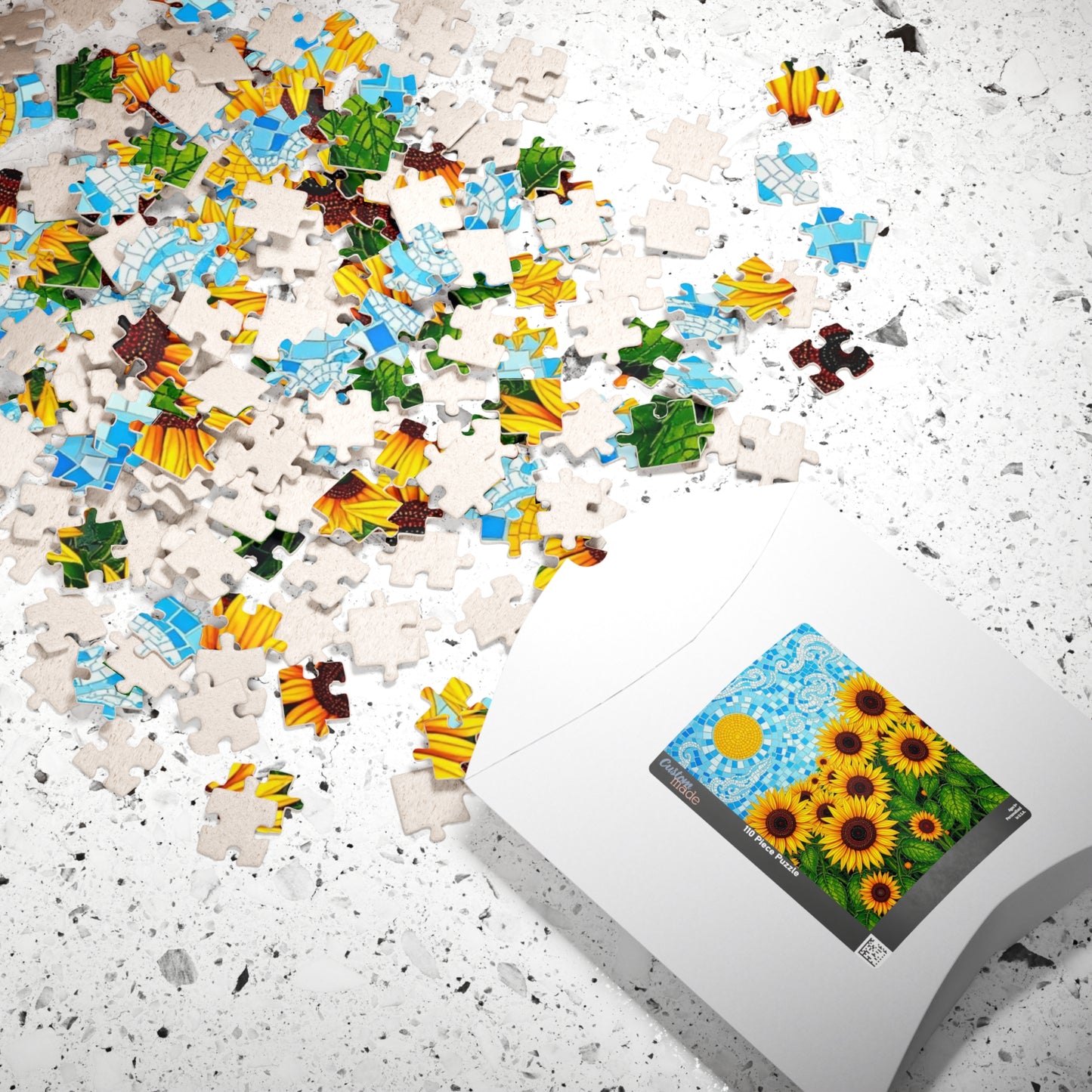 Mosaic Sunflower Puzzle - 110, 252, 520, 1014-piece Serene Floral Jigsaw Game for Adults, Home Decor, Nature Lover Gift, Relaxing Activity Puzzle The Puzzle Chest