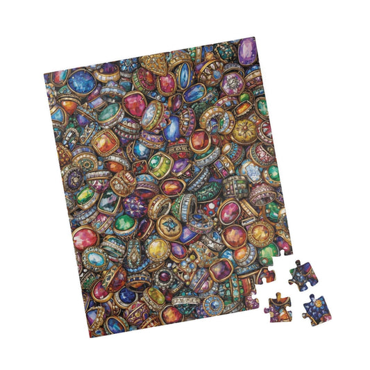 Sparkling Rings Collage Jigsaw Puzzle – Overlapping Gemstone Jewelry 110 pcs (Vertical) Puzzle The Puzzle Chest