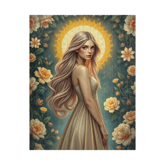Beautiful Woman Portrait Jigsaw Puzzle, Elegant Art Floral Vintage Design, Romantic Decorative Scene for Puzzle Enthusiast, Best Unique Gift 252 pcs (Vertical) Puzzle The Puzzle Chest