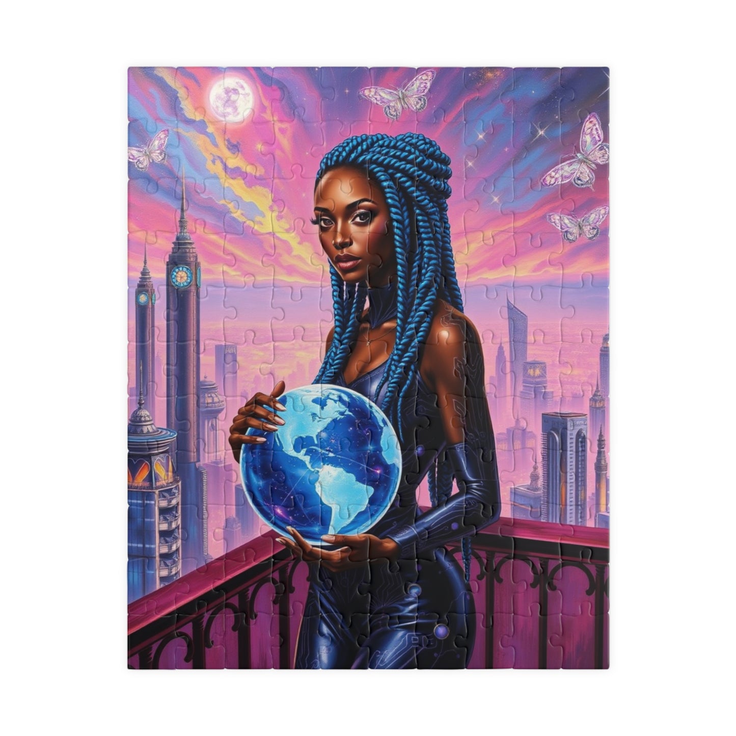 Futuristic African American Woman Art Puzzle - Empowering Black Female Representation, Mindful Activity, Art Lover Gift, Family or Solo Fun 110 pcs (Vertical) Puzzle The Puzzle Chest