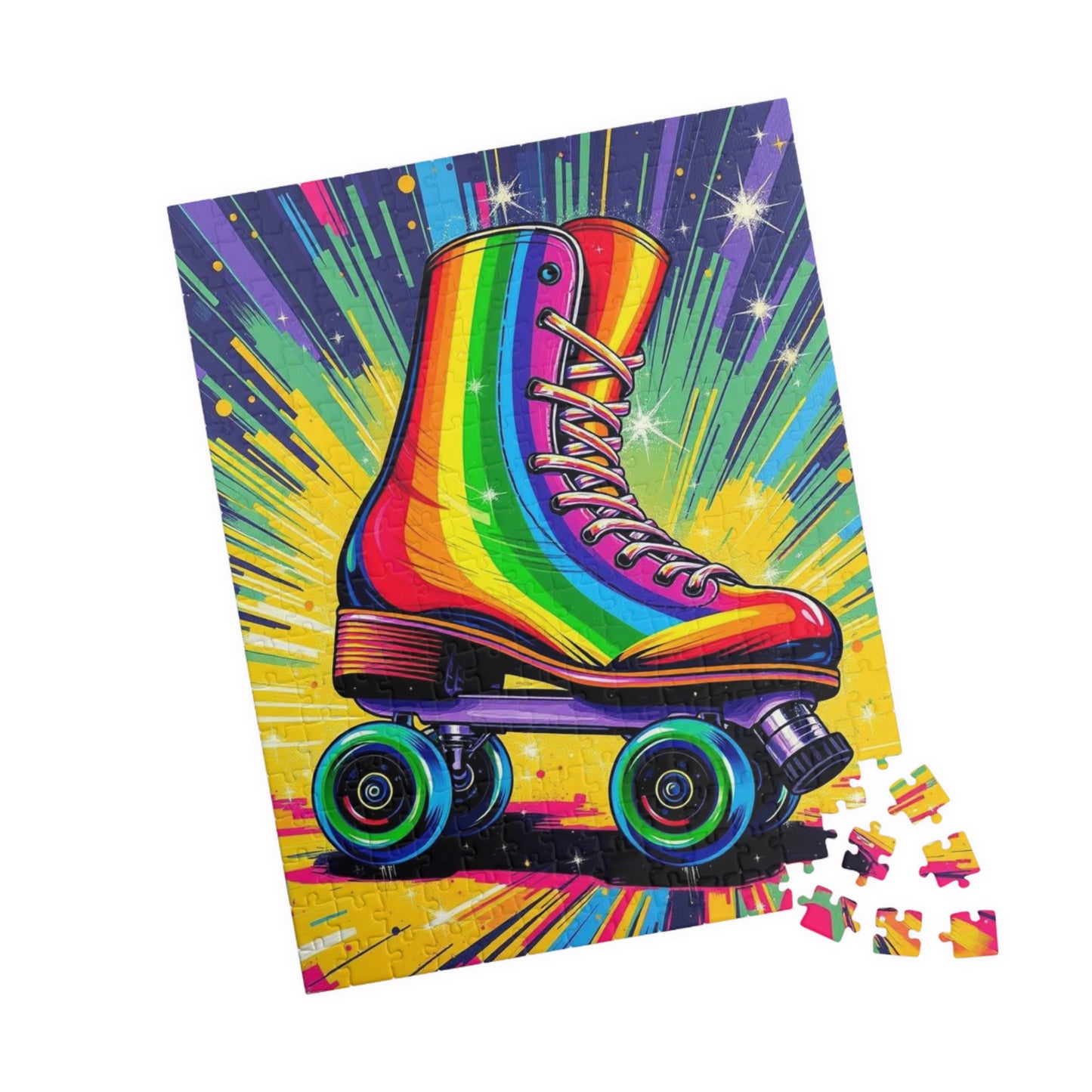 Rainbow Roller Skate Puzzle, Pop Art Jigsaw Fun Family Game, Colorful Home Entertainment, Gift for Hobbyist Puzzle Enthusiast Puzzle The Puzzle Chest