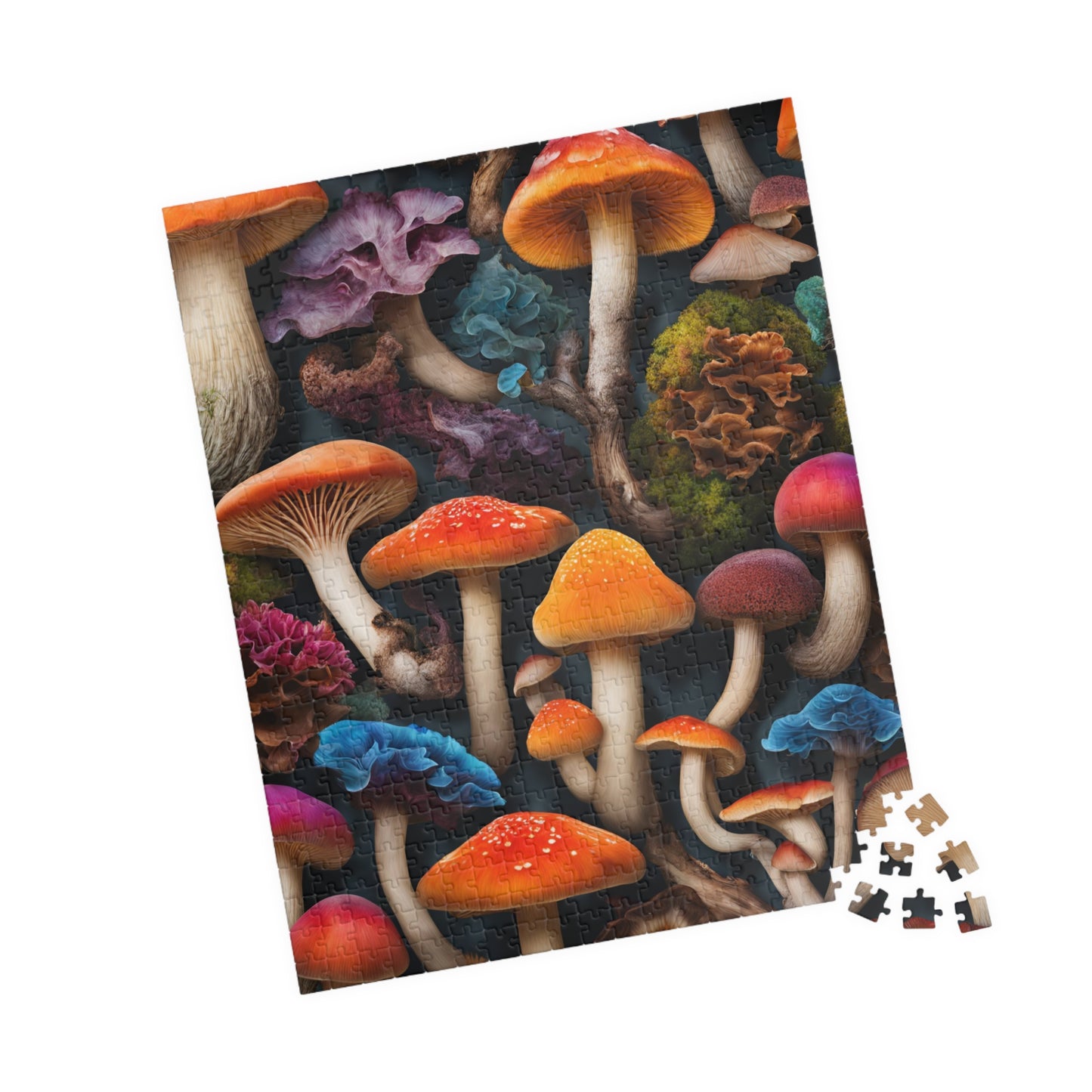 Mushroom Collage Puzzle, Colorful Toadstool Chaotic Jigsaw, 252 520 1014-Piece Game, Relaxing Mindfulness Activity, Gift for Nature Lover Puzzle The Puzzle Chest