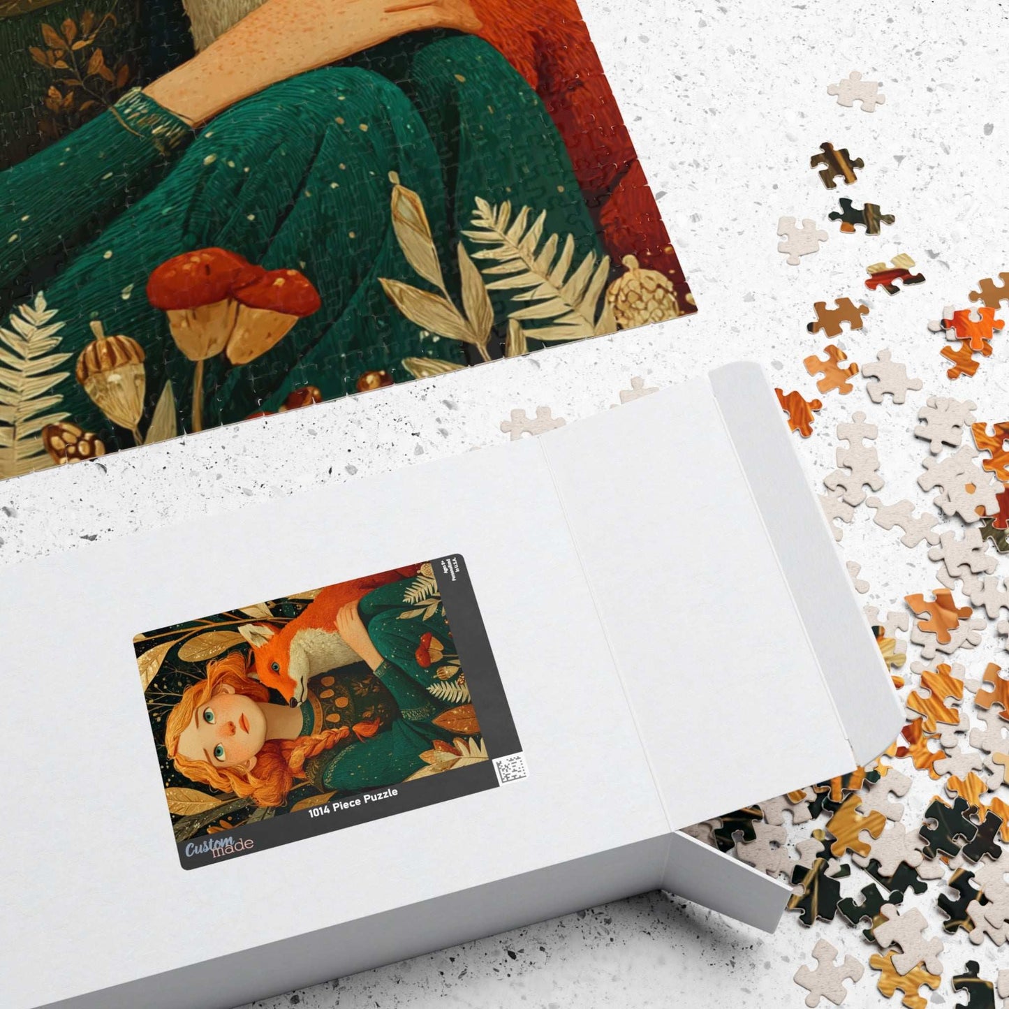 Autumn Forest Glade Jigsaw Puzzle - Auburn-Haired Girl and Playful Fox, Whimsical Art Game for Family or Solo Fun, Gifts, Brain Teaser Puzzle The Puzzle Chest
