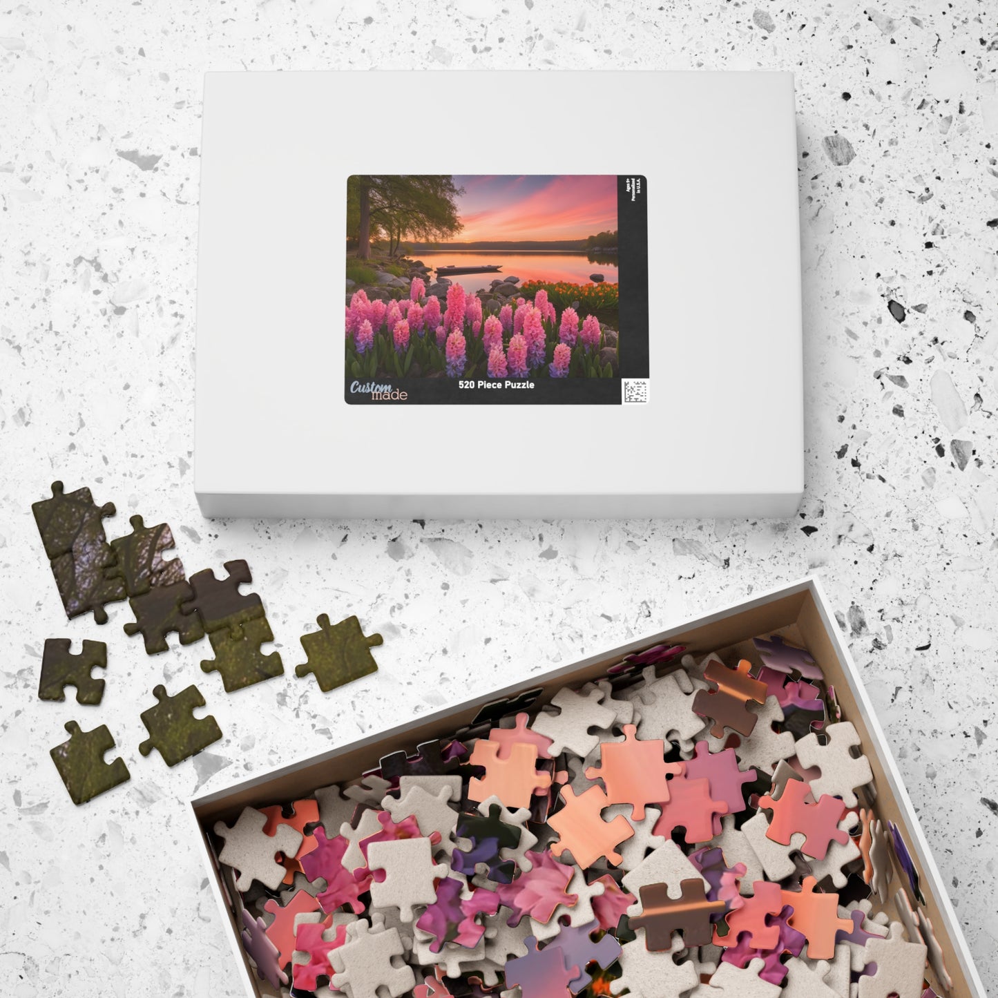 Puzzle - Lakeside Sunset Hyacinths, 110, 252, 520, 1014-piece, Jigsaw Game, Relaxing Hobby, Nature Scene, Mindfulness Activity, Floral Puzzle The Puzzle Chest