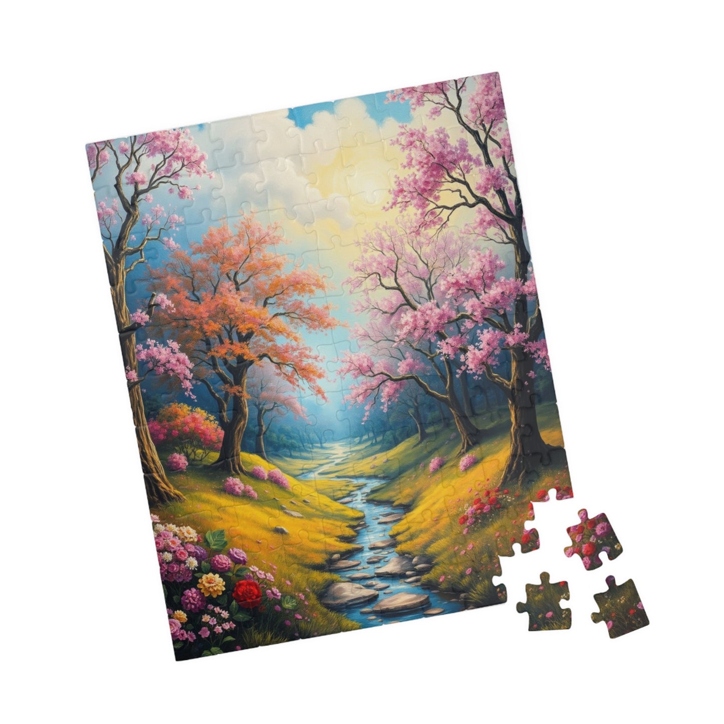 Puzzle, Spring Landscape with Colorful Trees Flowers and Greenery - 110-1014 Piece Jigsaw, Family Activity, Home Decor, Stress Relief, Gift Puzzle The Puzzle Chest