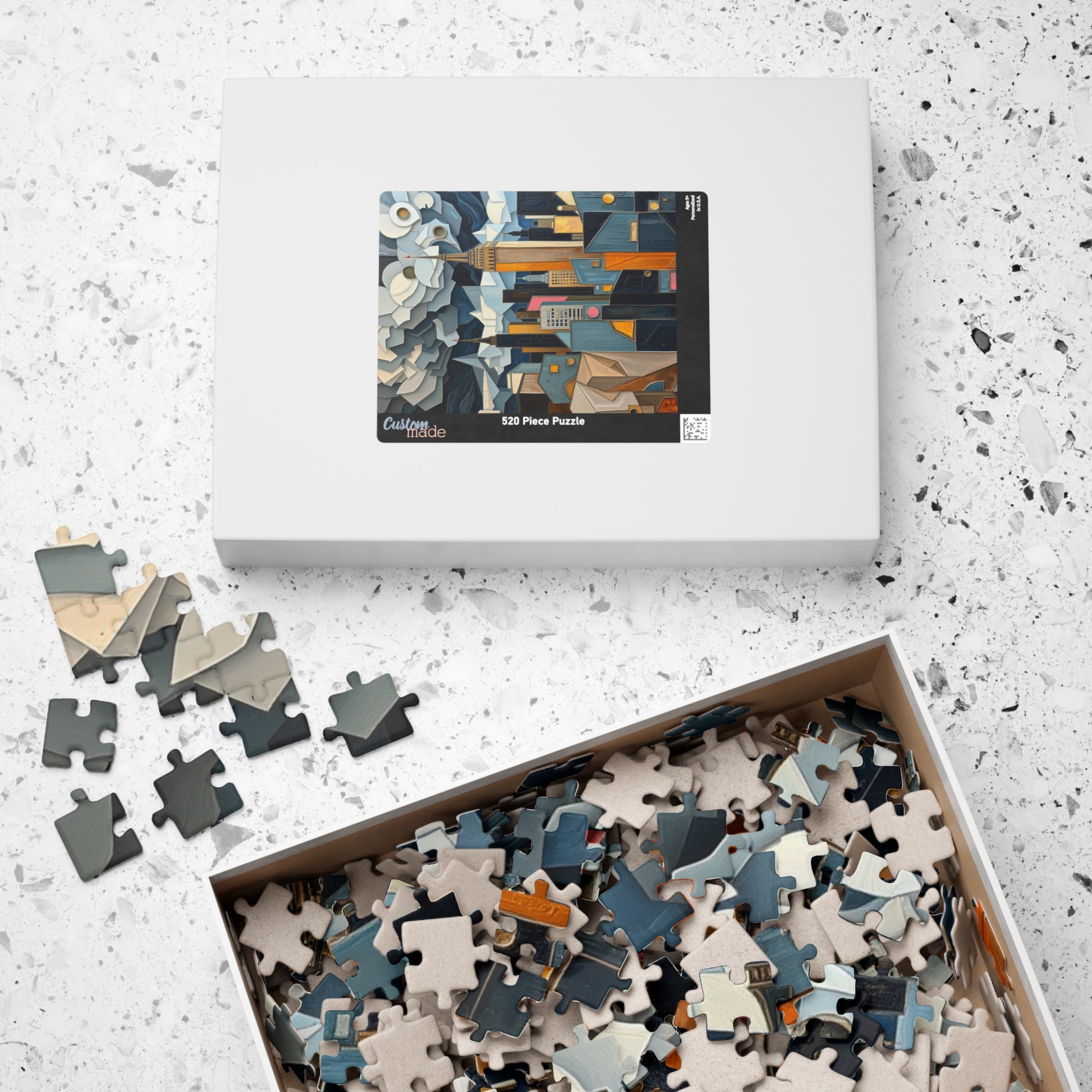 Abstract Cityscape Jigsaw Puzzle - Metallic and Pastel Geometric Shapes Pattern Puzzle The Puzzle Chest