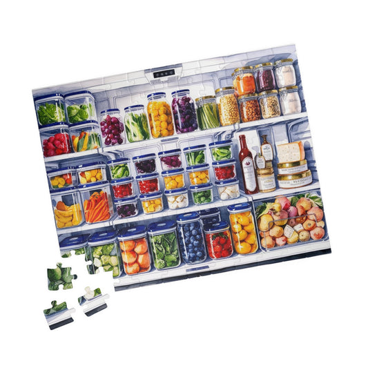 Refrigerator Jigsaw Puzzle, Kitchen Fridge Home Decor Framed Wall Art, Game Night Family Activity, Foodie Enthusiasts Puzzle Lovers 110 pcs (Horizontal) Puzzle The Puzzle Chest