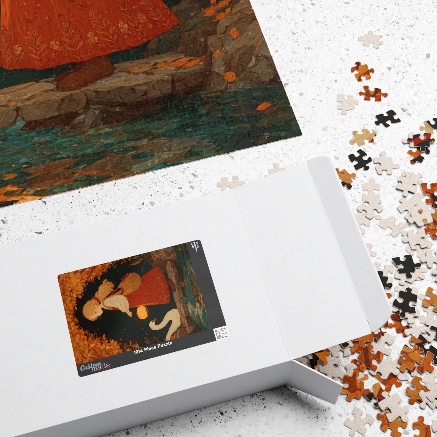 Storybook Autumn Pond Fairy-Tale Jigsaw Puzzle - Girl and Swan, Fall Themed Game for Home Activity, Holiday Gift, Quiet Hobby, Brain Teaser Puzzle The Puzzle Chest