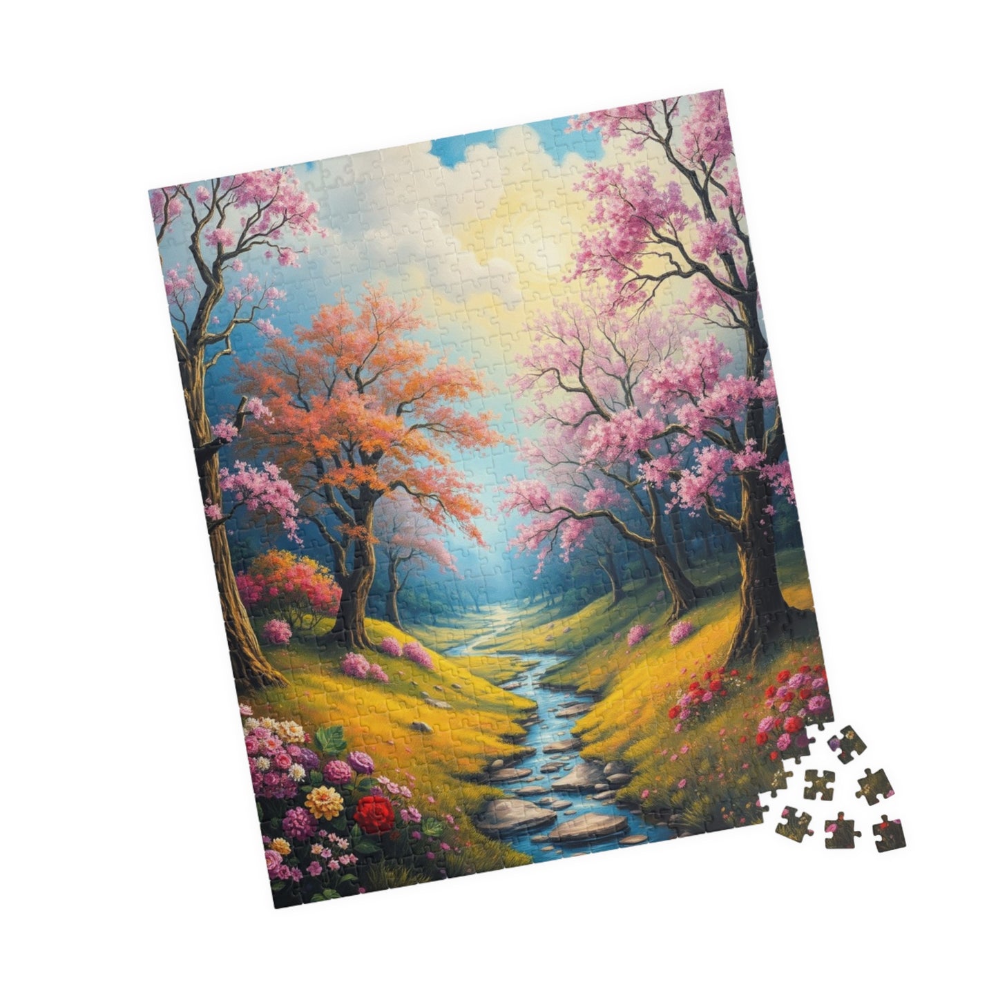 Puzzle, Spring Landscape with Colorful Trees Flowers and Greenery - 110-1014 Piece Jigsaw, Family Activity, Home Decor, Stress Relief, Gift Puzzle The Puzzle Chest