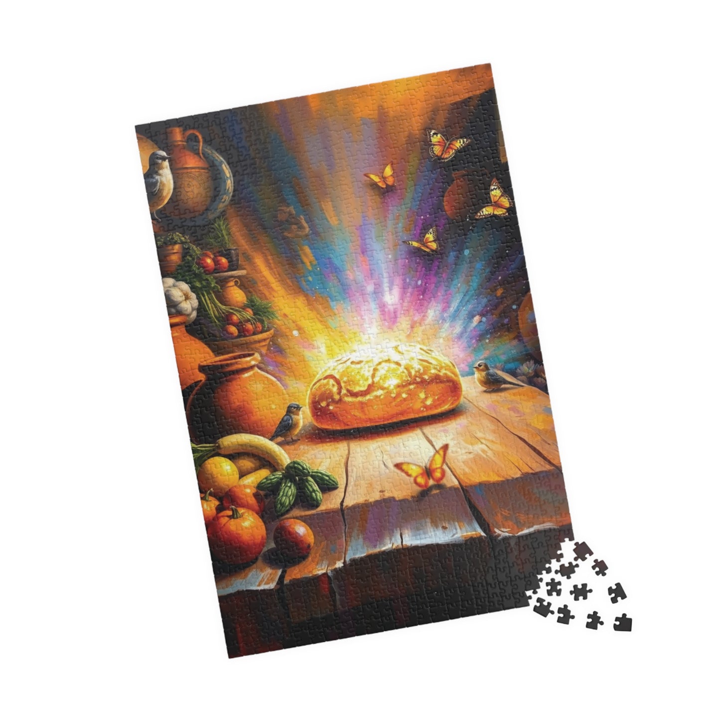 Bread of Life Jigsaw Puzzle, Glowing Bread with Birds Butterflies, Christian Symbolism Faith-Based Game, Gift for Religious Puzzle Lovers Puzzle The Puzzle Chest