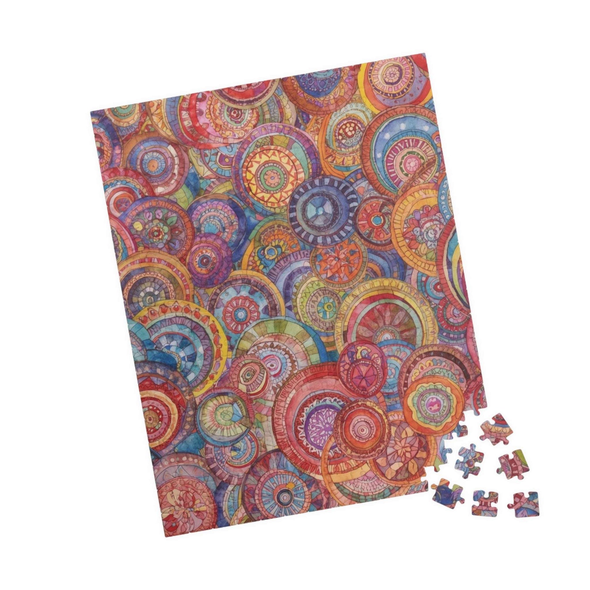 Mandala Art Jigsaw Puzzle – Overlapping Collage of Circular Mandalas in Intricate Decorative Patterns 252 pcs (Vertical) Puzzle The Puzzle Chest