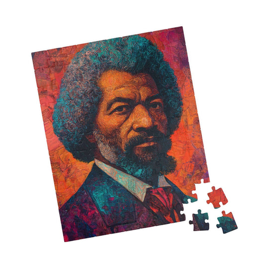 Frederick Douglass Afrocentric Jigsaw Puzzle – Vibrant Black History Puzzle, Colorful Mural-Style Artwork of Historical African American Leader, Educational Gift 110 pcs (Vertical) Puzzle The Puzzle Chest
