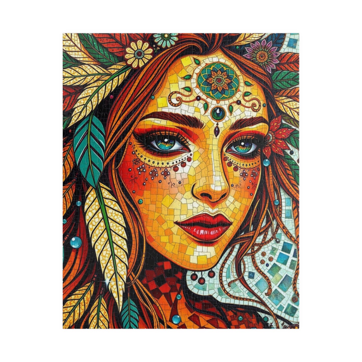 Colorful Bohemian Mosaic Puzzle, Vibrant Puzzle Artwork for Adult, Gift for Puzzle Lover, Home Entertainment, Relaxing Hobby, Mindfulness 520 pcs (Vertical) Puzzle The Puzzle Chest
