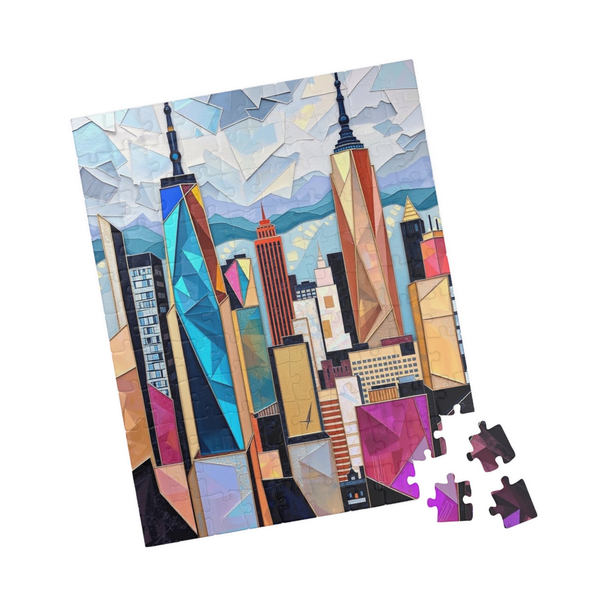Abstract Cityscape Jigsaw Puzzle - Geometric Shapes Iridescent Colors Puzzle The Puzzle Chest