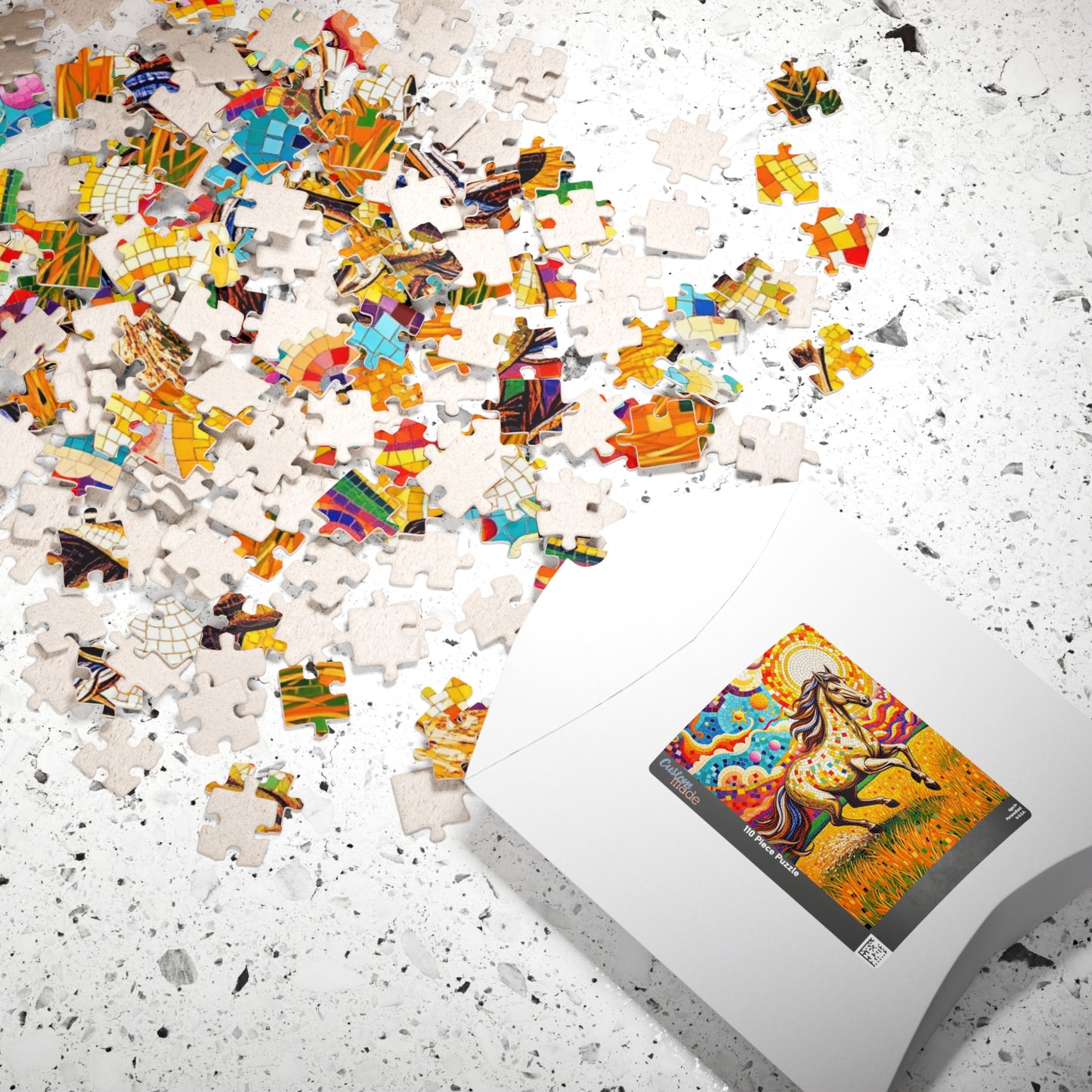 Mosaic Horse Puzzle, Mare Stallion Galloping in Golden Field Jigsaw Game, Relaxation Activity, Entertaining Pastime, Puzzle Fan Hobby Gift Puzzle The Puzzle Chest