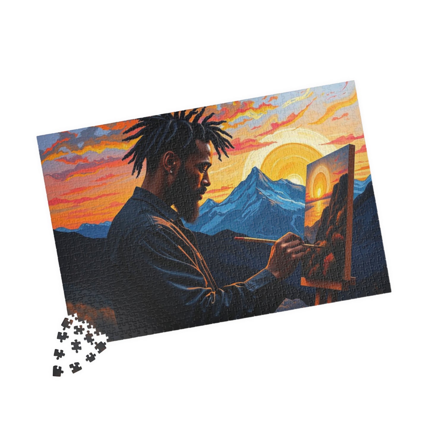 Black Man Painting Jigsaw Puzzle - Afrocentric Art 110, 252, 520, 1014 Pieces, African American Puzzle, Black Artwork Game Puzzle The Puzzle Chest