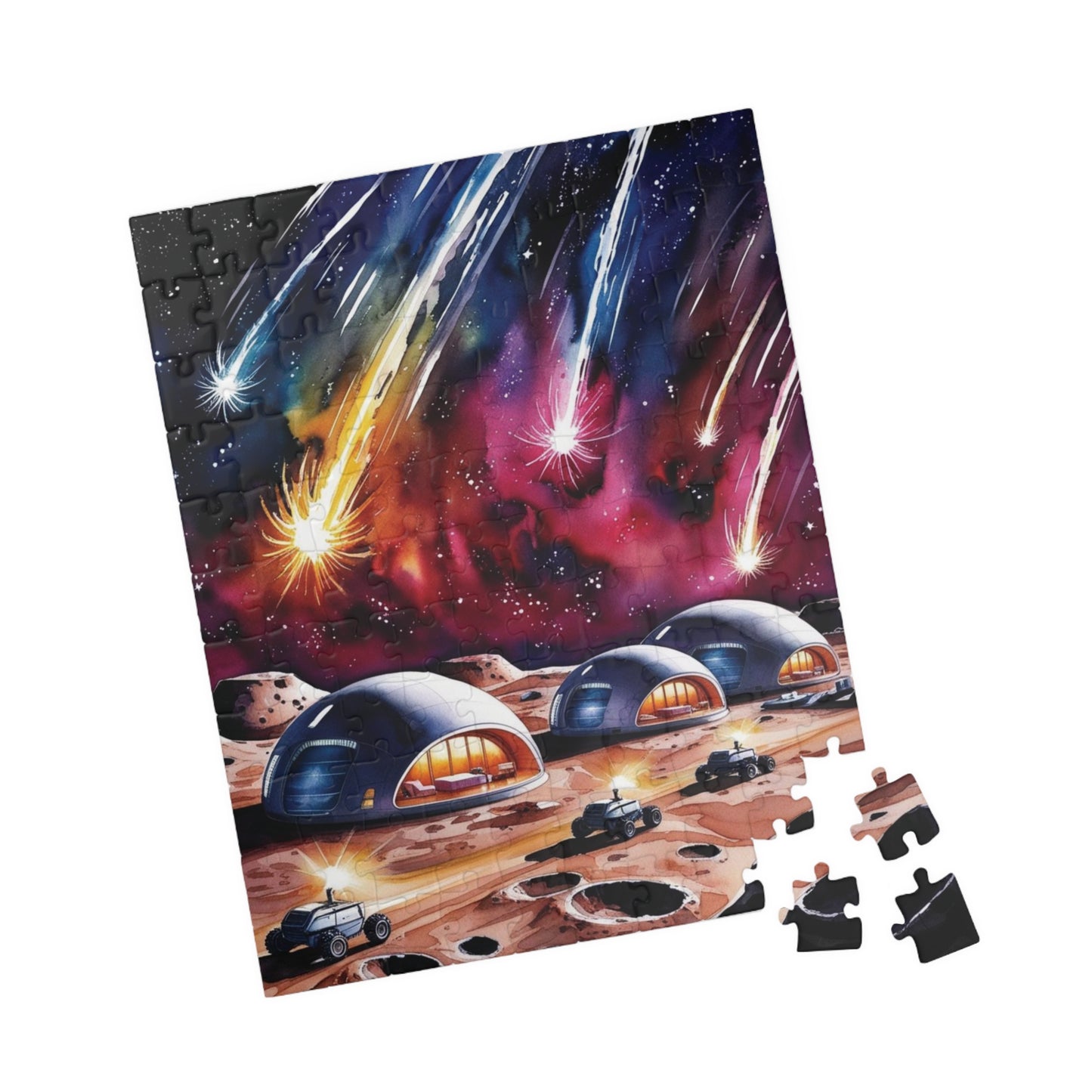 Space Jigsaw Puzzle, Meteor Shower Moon Base Puzzle, Futuristic Space Domes, Family Activity Game Night, Astronomy Puzzle, Educational Puzzle The Puzzle Chest