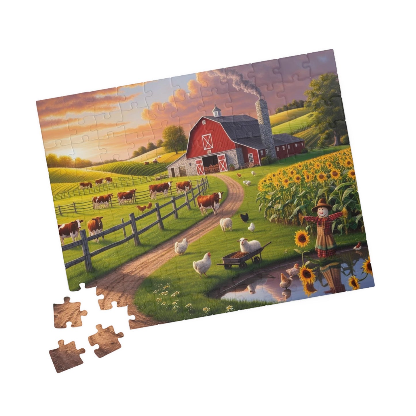Serene Countryside Farm Puzzle, Family Fun Activity, Relaxing Gift for Puzzle Lovers, Cozy Fall Home Decor, Farmhouse Theme, Leisure Time Puzzle The Puzzle Chest