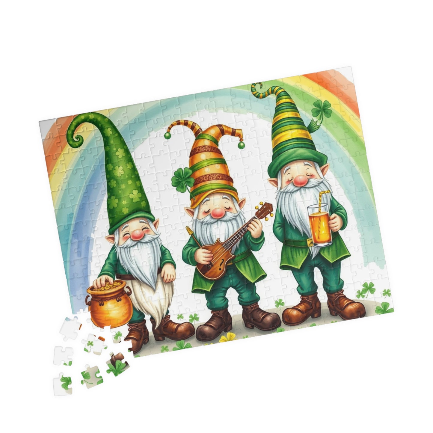 Lucky Leprechaun Gnome Puzzle - St. Patrick's Day Jigsaw Game Rainbow Theme 252 pcs (Horizontal) Puzzle The Puzzle Chest