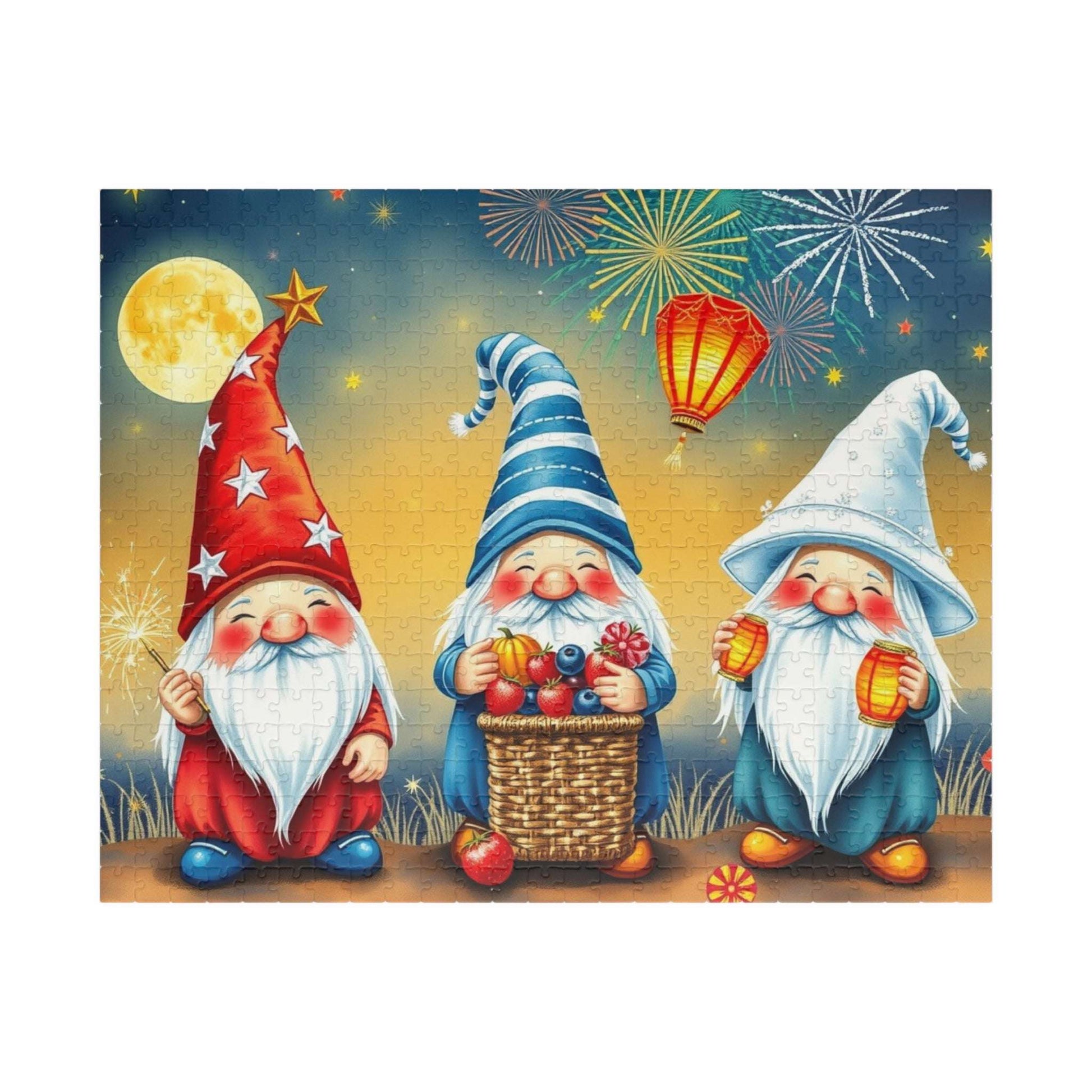 Fireworks Celebration Gnome Puzzle - 4th of July Themed Summer Jigsaw Game Puzzle The Puzzle Chest