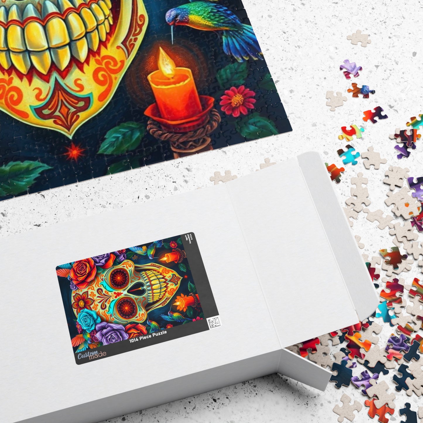 Colorful Skull Artwork Puzzle - Day of the Dead, Fun Family or Solo Activity, Unique Gift Idea for Puzzle Lovers Art Fans, Brain Teaser Puzzle The Puzzle Chest