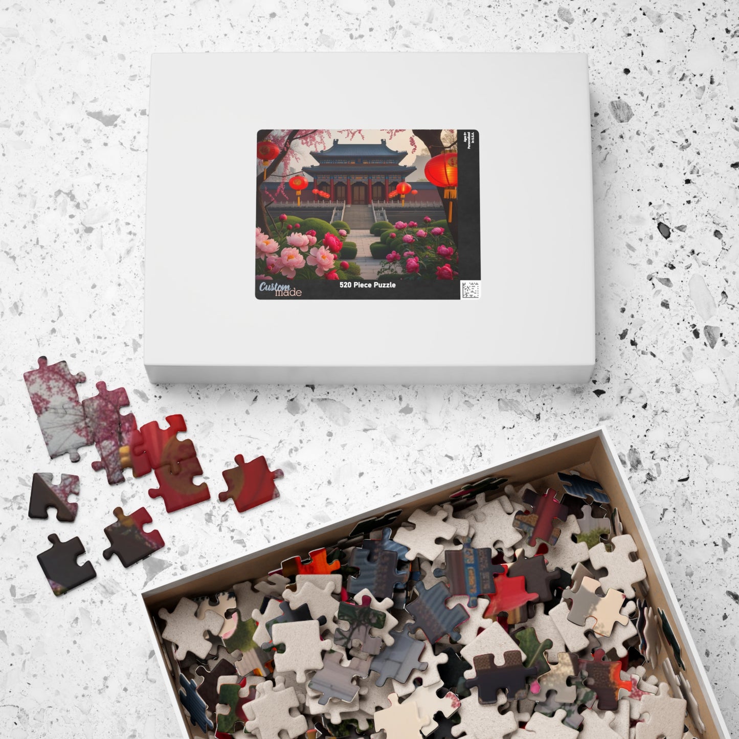 Forbidden City Beijing Jigsaw Puzzle with Peonies and Lanterns, 252 520 1014-Piece Puzzle, Chinese Landmark Gift, Creative Hobby Puzzle The Puzzle Chest