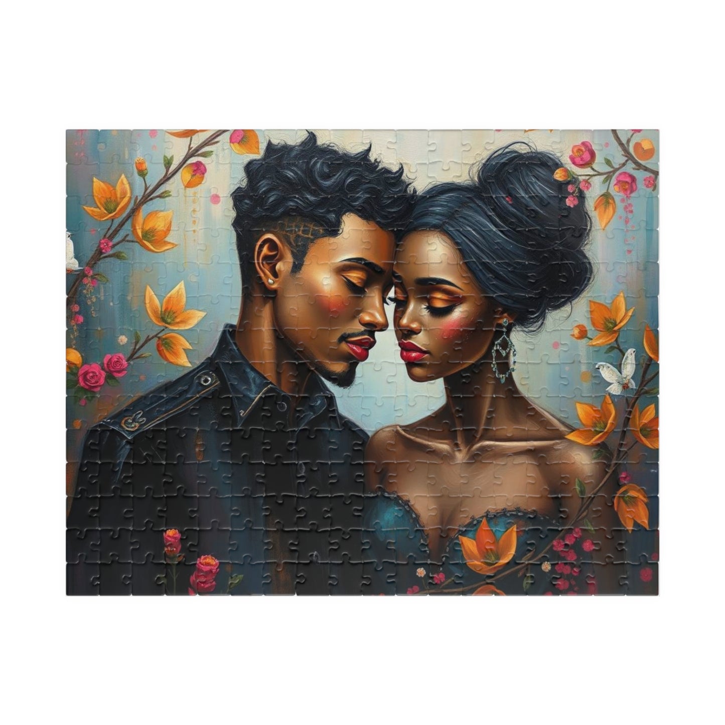 African American Couple Embracing Jigsaw Puzzle, Afrocentric Puzzle Lover Gift Best for Friends, Fun Family Game Night, Creative Hobby, Brain Teaser 252 pcs (Horizontal) Puzzle The Puzzle Chest