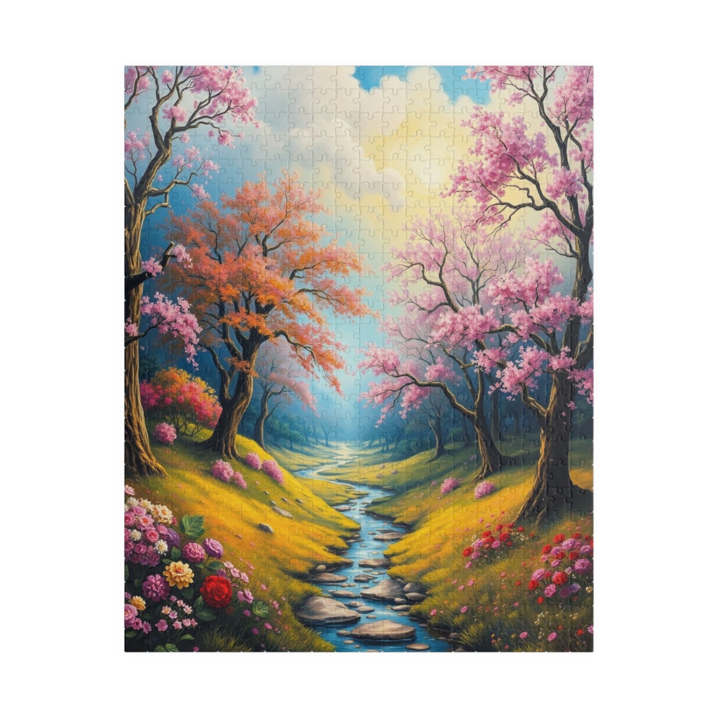 Puzzle, Spring Landscape with Colorful Trees Flowers and Greenery - 110-1014 Piece Jigsaw, Family Activity, Home Decor, Stress Relief, Gift 520 pcs (Vertical) Puzzle The Puzzle Chest