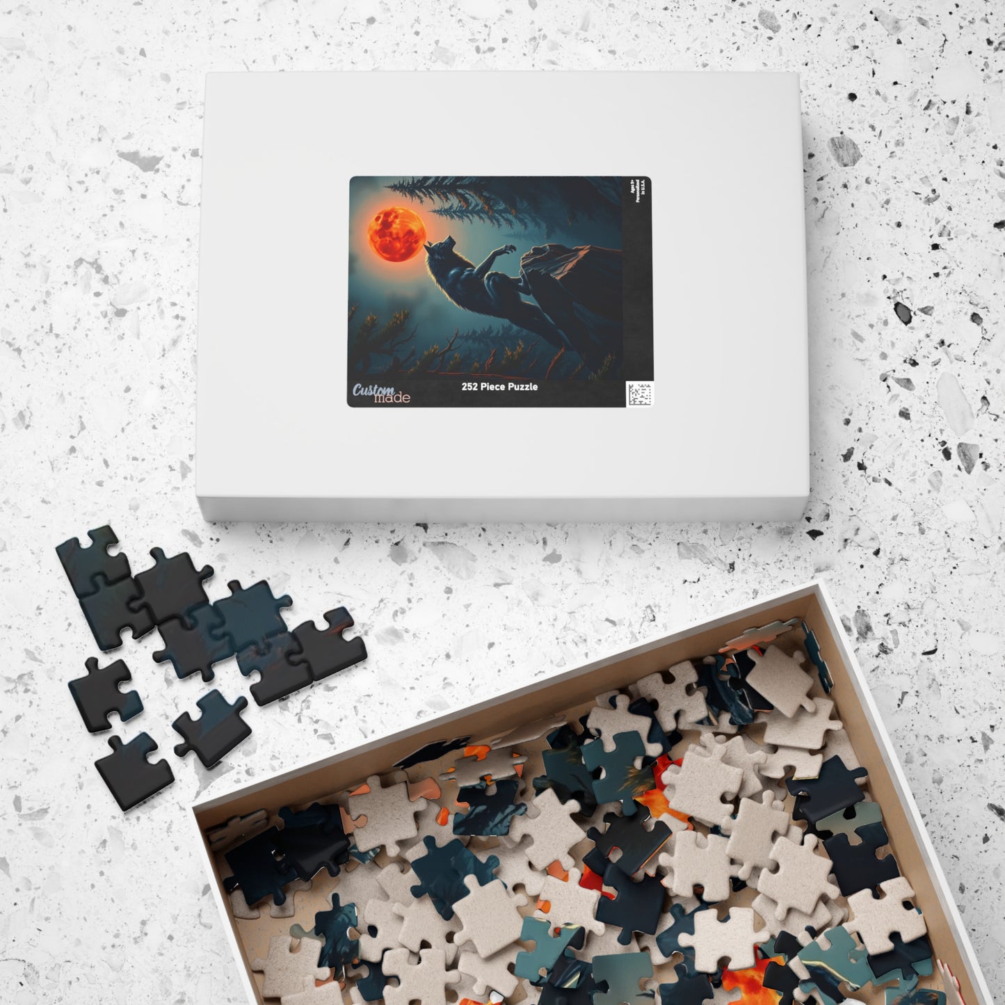 Moonlit Wolf Puzzle - Jigsaw Game for Nature and Animal Lovers, Creative Gift Idea for Friends, Cozy Night In, Family Activity Brain Teaser
