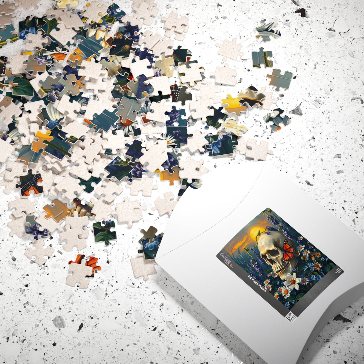 Skull and Butterfly Puzzle, Artistic Dark Art Jigsaw Puzzle for Adults, Unique Gothic Artwork Puzzle Lover Gift, Relaxing Fun Solo Activity Puzzle The Puzzle Chest