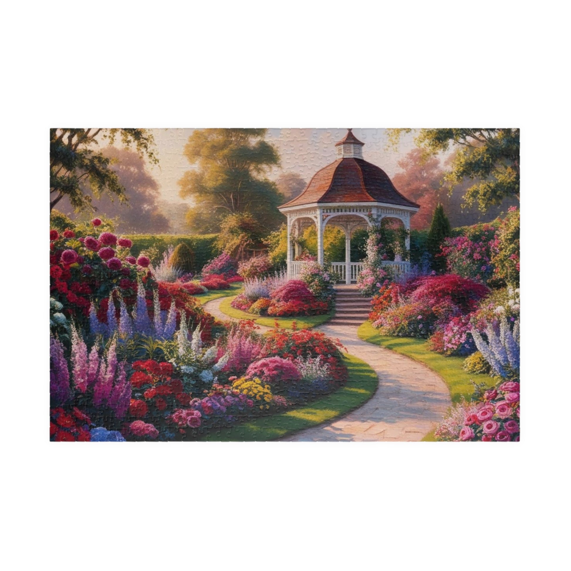 Garden Gazebo Puzzle - 110, 252, 520, 1014-piece Floral Landscape Jigsaw Game, Family Activity, Best Nature Lover Gift, Hobby 1014 pcs (Horizontal) Puzzle The Puzzle Chest