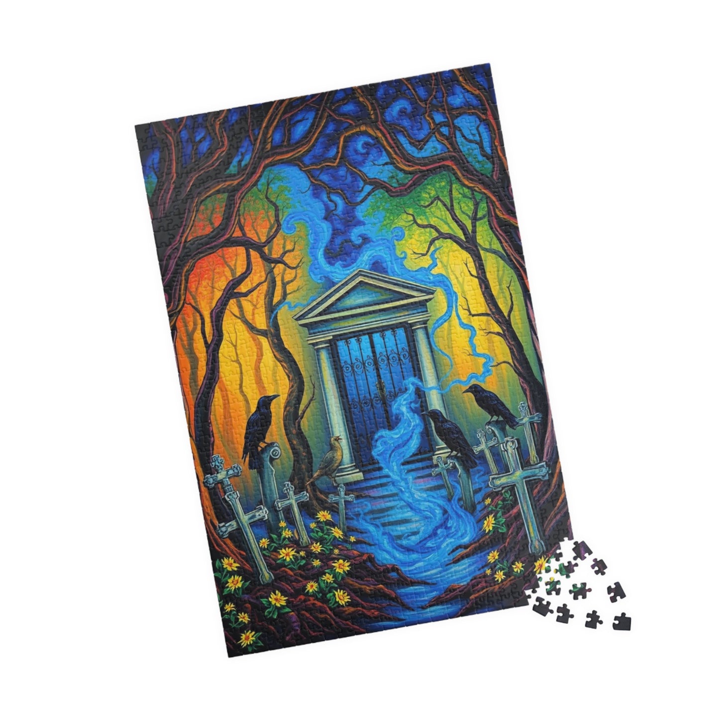 Mystical Cemetery Puzzle, Gothic Dark Fantasy Art Jigsaw Game, Unique Gift for Adult, Solo Fun, Brain Teaser, Quiet Pastime Holiday Activity Puzzle The Puzzle Chest