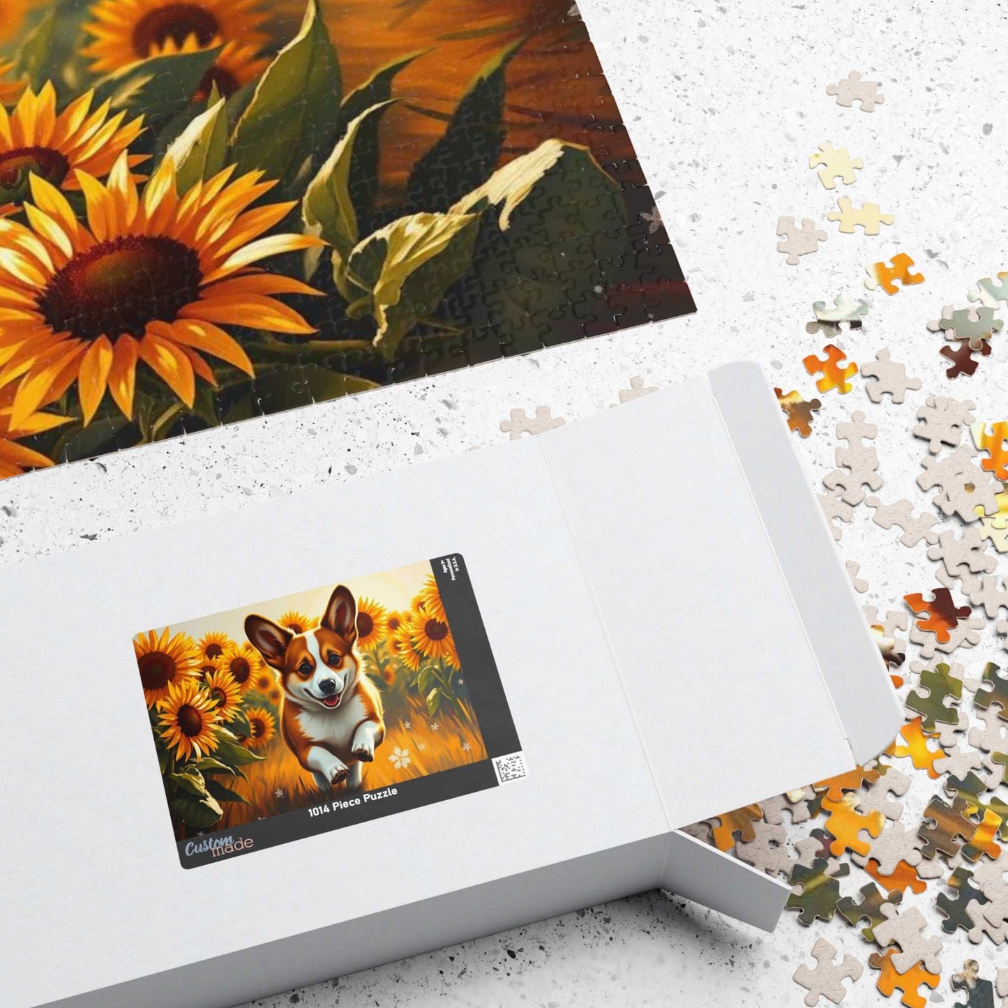 Corgi Sunflower Jigsaw Puzzle - Fun Family Activity, Pet Lover Birthday Holiday Gift for Friends, Home Entertainment Puzzle The Puzzle Chest