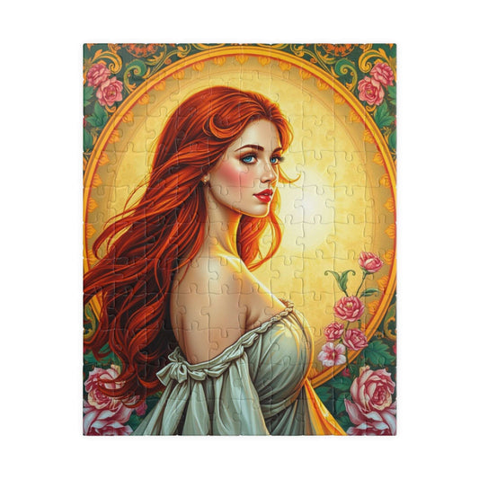 Beautiful Woman Portrait Jigsaw Puzzle, Elegant Art Floral Vintage Design, Romantic Decorative Scene for Puzzle Enthusiast, Best Unique Gift 110 pcs (Vertical) Puzzle The Puzzle Chest