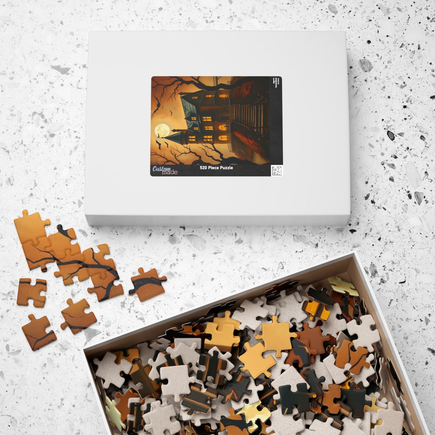 Spooky Haunted House Puzzle, Halloween Design, Family Game Night or Solo Fun, Perfect Gift for Puzzle Lover, 110 252 520 1014-piece, Mindful Puzzle The Puzzle Chest