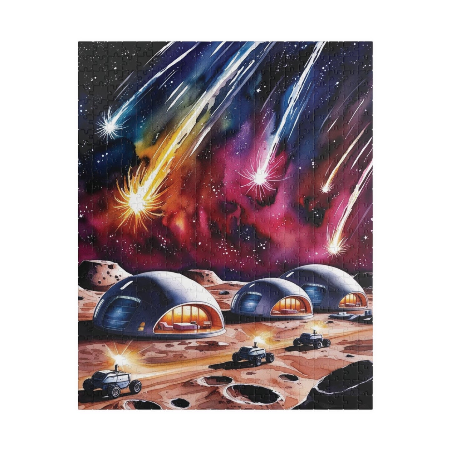 Space Jigsaw Puzzle, Meteor Shower Moon Base Puzzle, Futuristic Space Domes, Family Activity Game Night, Astronomy Puzzle, Educational 520 pcs (Vertical) Puzzle The Puzzle Chest