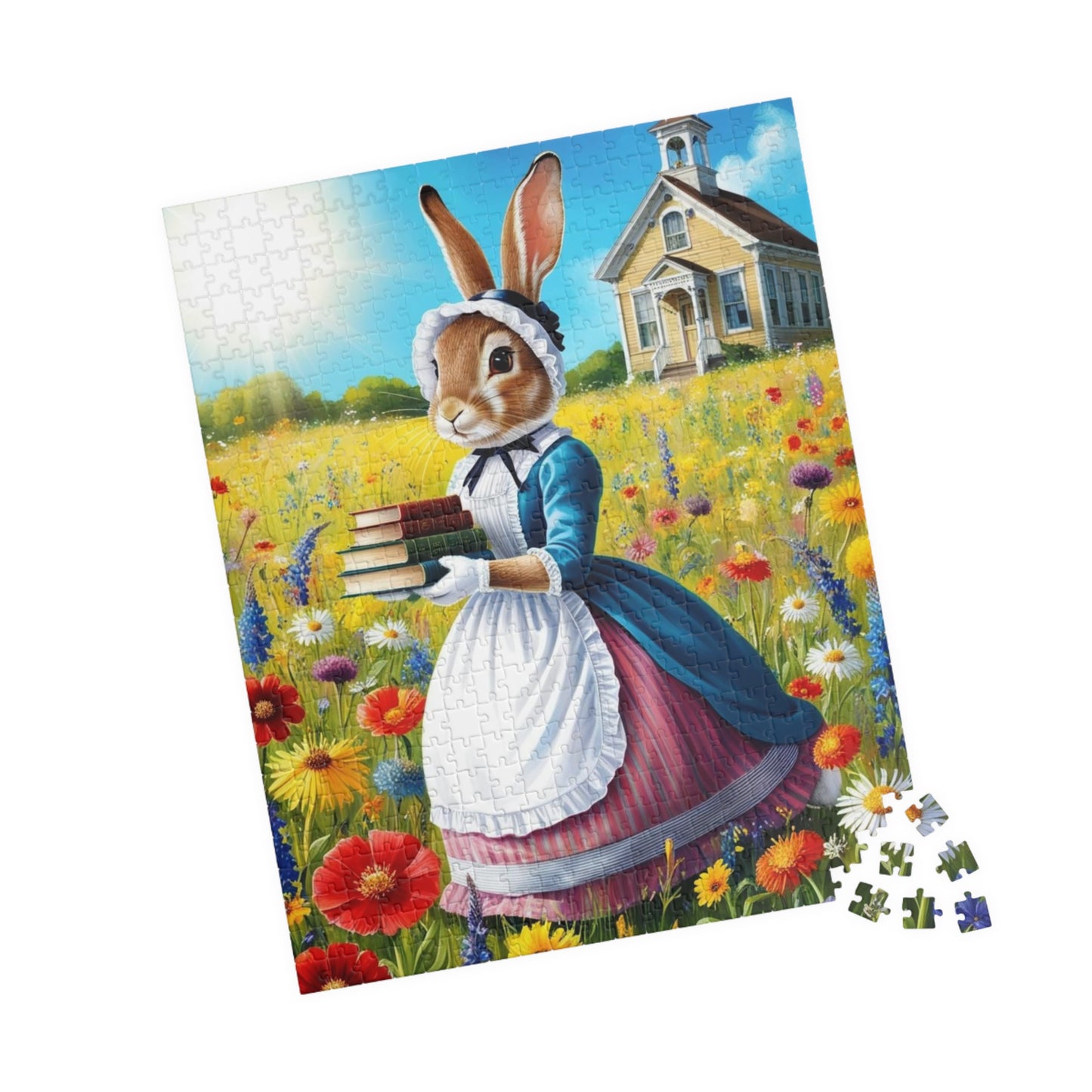 Whimsical Rabbit Jigsaw Puzzle, Charming Artwork for Book Lover, Easter Spring Puzzle Gift for Adults, Unique Fun Family Game Night Puzzle The Puzzle Chest