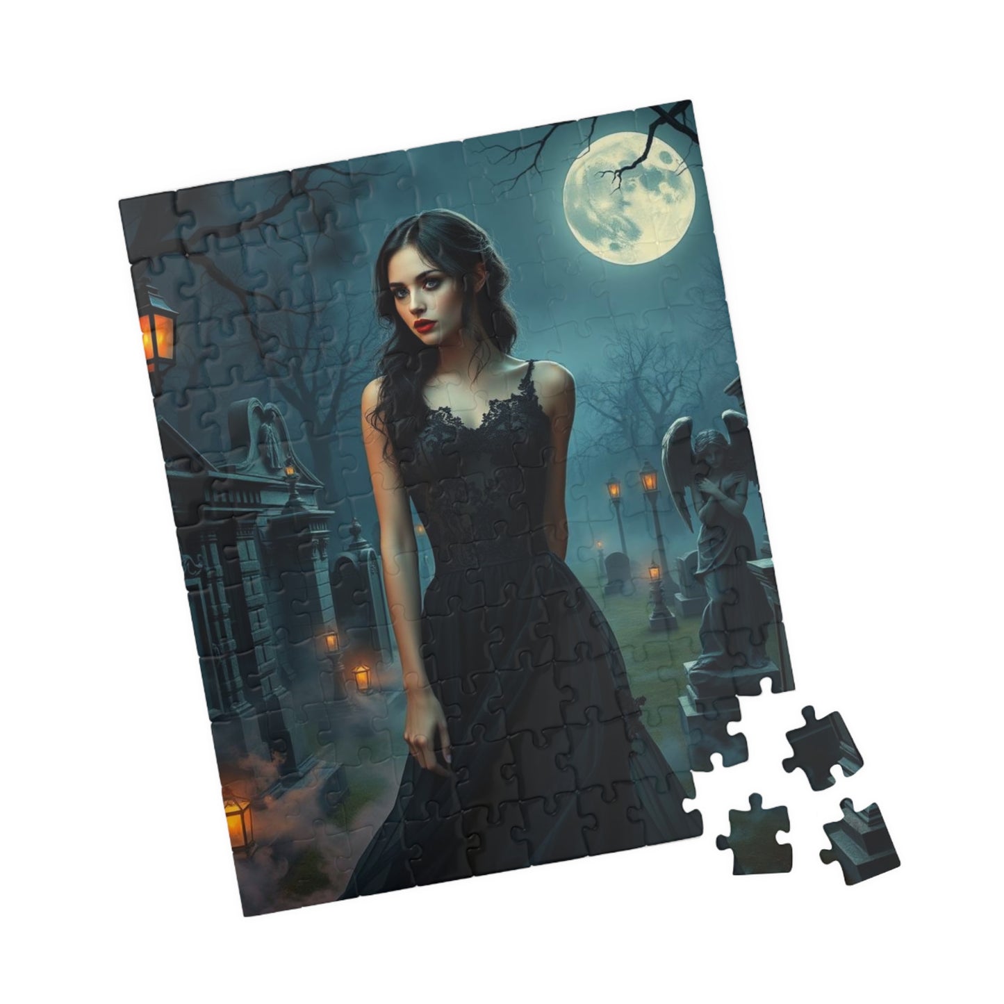 Gothic Moonlit Puzzle, Dark Fantasy Art, Spooky Decor, Halloween Gift for Puzzle Loving Friends, Family Activity, Unique Home Entertainment Puzzle The Puzzle Chest