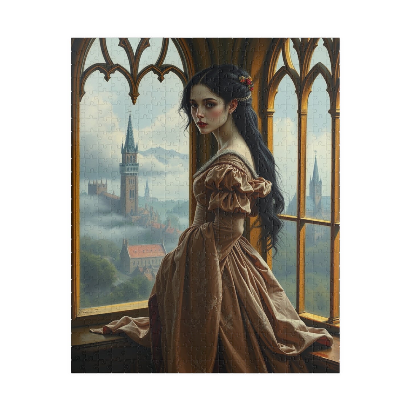 Elegant Medieval Princess Puzzle - Enchanting Castle View Scene, 110-1014 pieces, Perfect Gift for Puzzle Lovers, Cozy Evenings, Relaxation 520 pcs (Vertical) Puzzle The Puzzle Chest