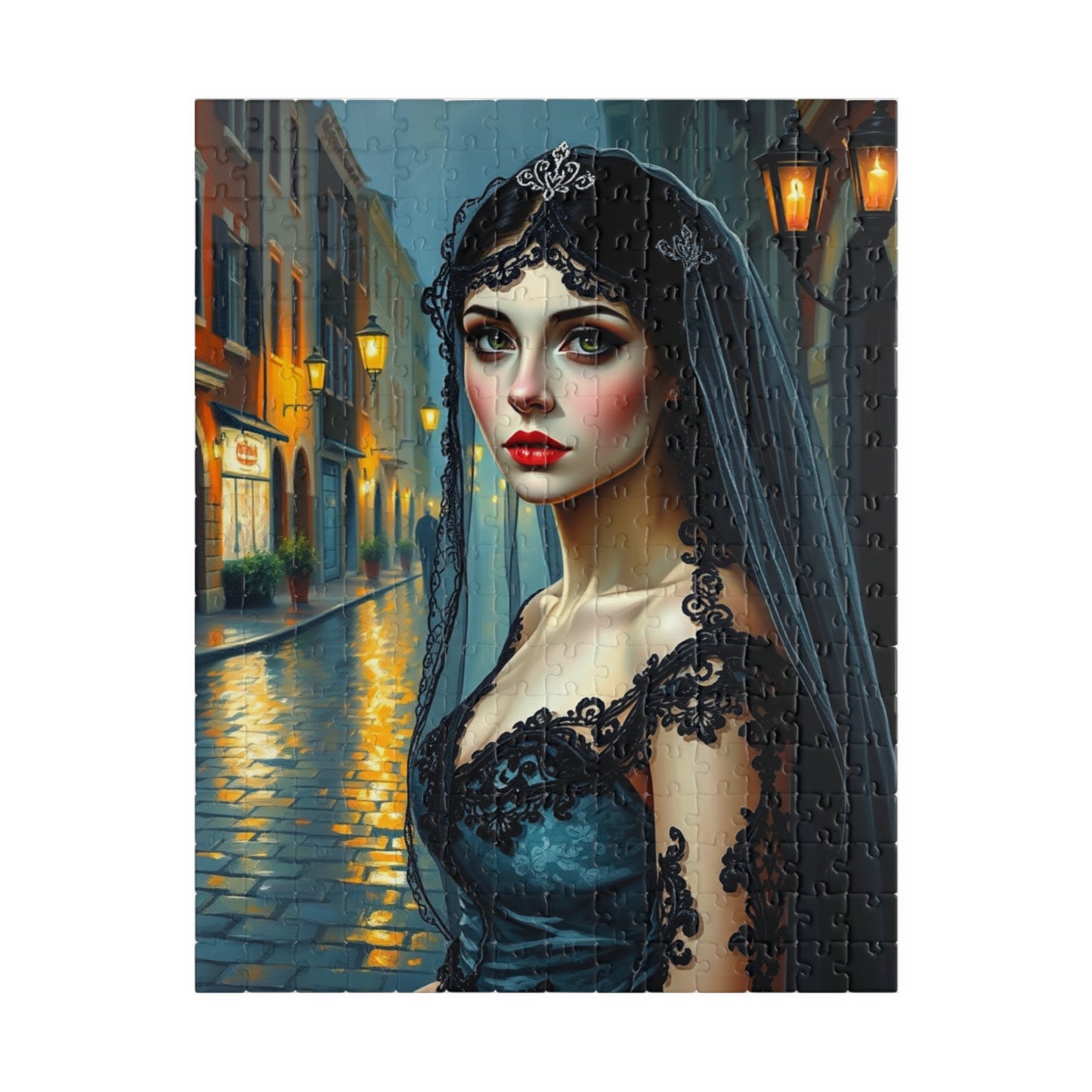 Gothic Bride Portrait Puzzle - Unique Artwork 110, 252, 520, 1014-Piece, Perfect Gift for Puzzle Lovers Dark Art Enthusiasts, Cosplay 252 pcs (Vertical) Puzzle The Puzzle Chest