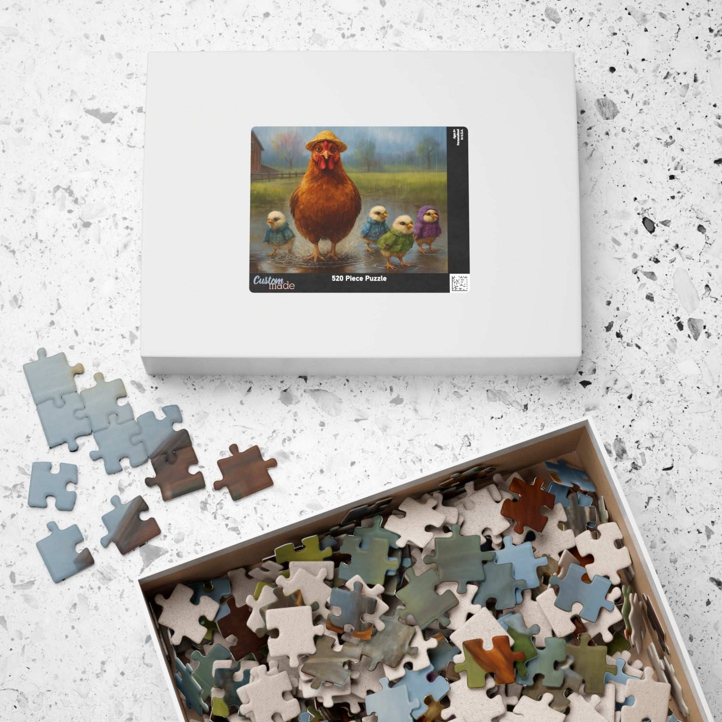 Mud Puddle Mischief Jigsaw Puzzle - Rainy Day Chicken Scene, Fun Family Game, Puzzle Lover Gift, Cozy Night In Activity, Farm Nature Theme Puzzle The Puzzle Chest
