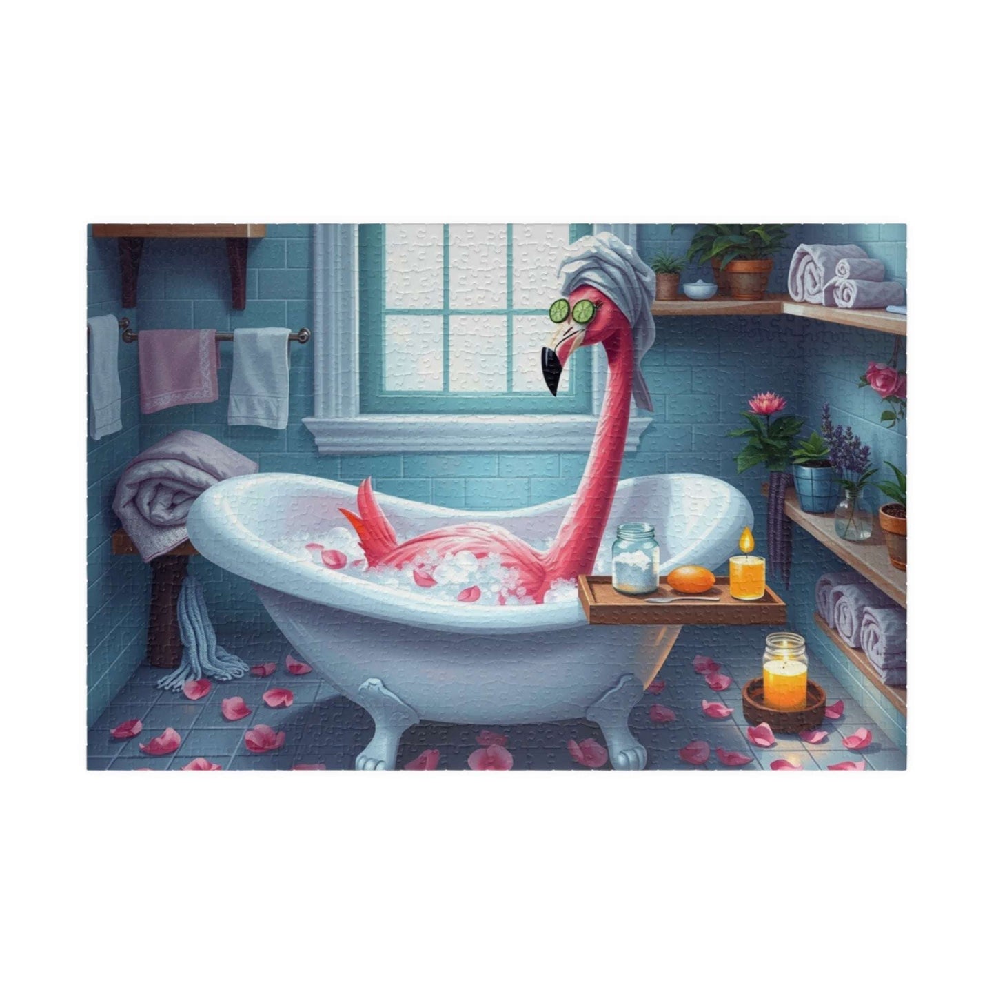 Flamingo Puzzle - 110, 252, 520, 1014-piece, Spa Vibes, Holiday Birthday Gift for Flamingo Lovers, Family Activity, Home Decor, Puzzle Night