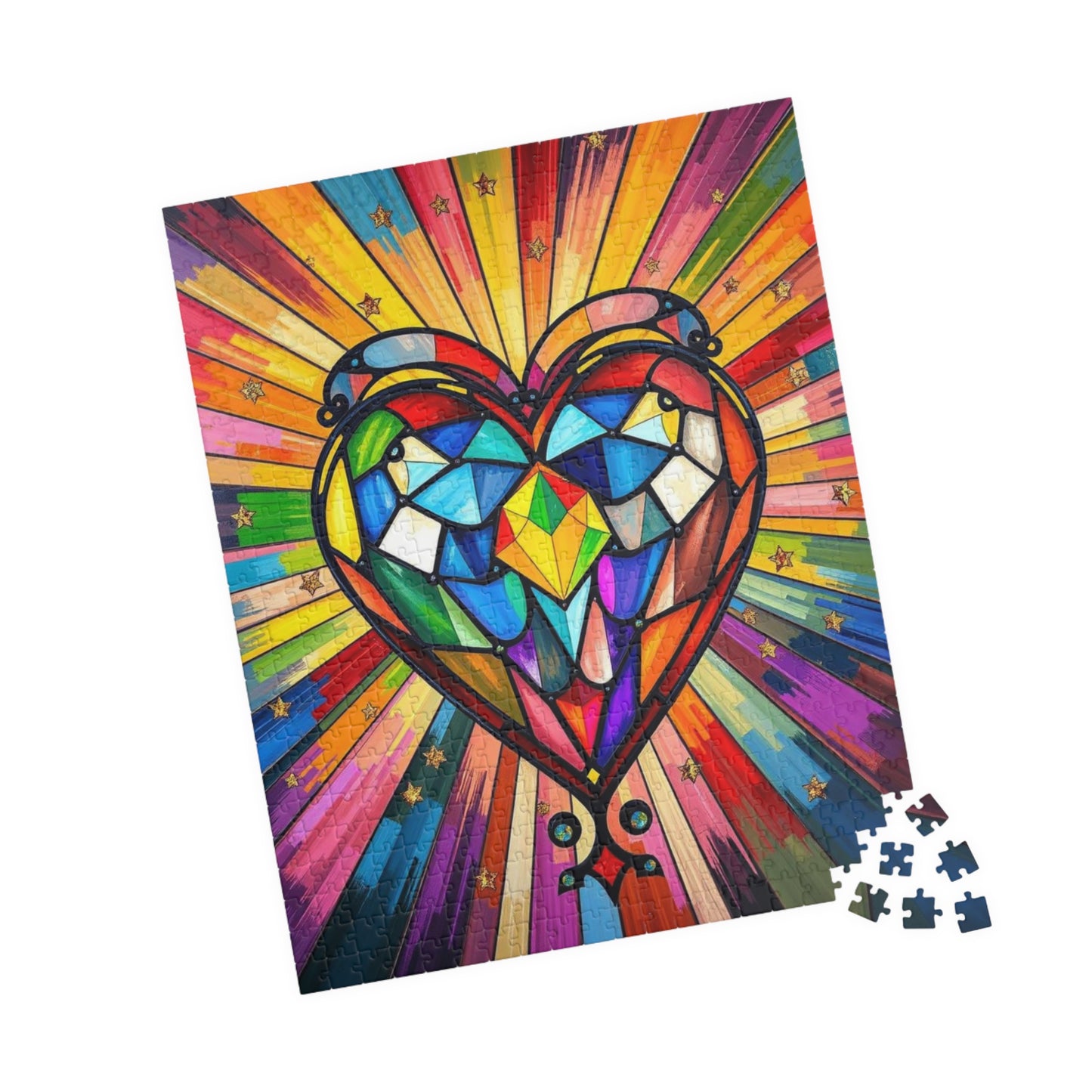 Prism of Love Jigsaw Puzzle, Stained Glass Style Art, Rainbow Colors LGBTQ+ Gift for Puzzle Lovers, Fun Family Activity, Mindful Hobby