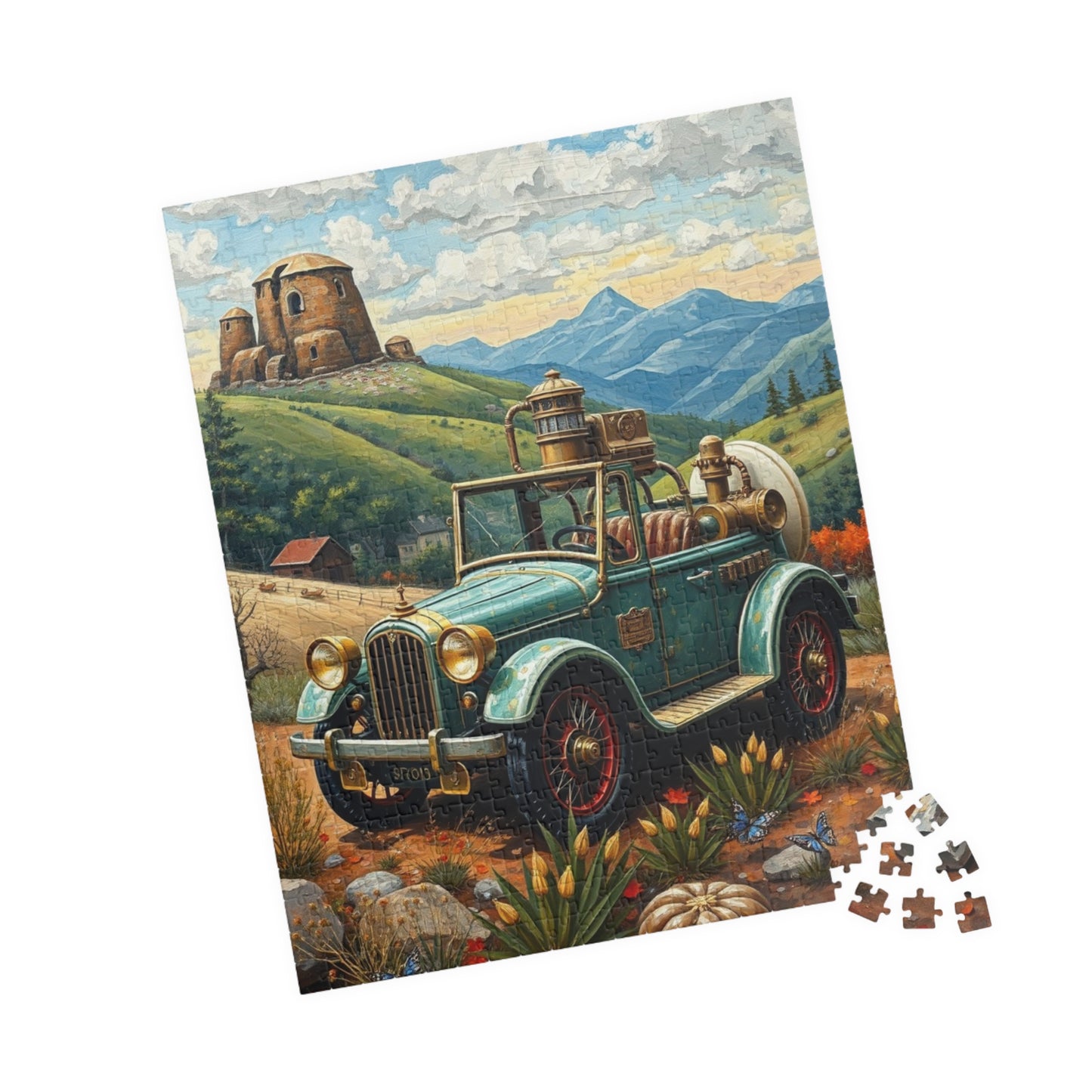 Retro Steampunk Car Puzzle 110, 252, 520, 1014-piece Jigsaw Game for Art Lovers, Family Fun, Holiday or Birthday Gift for Adults Puzzle The Puzzle Chest