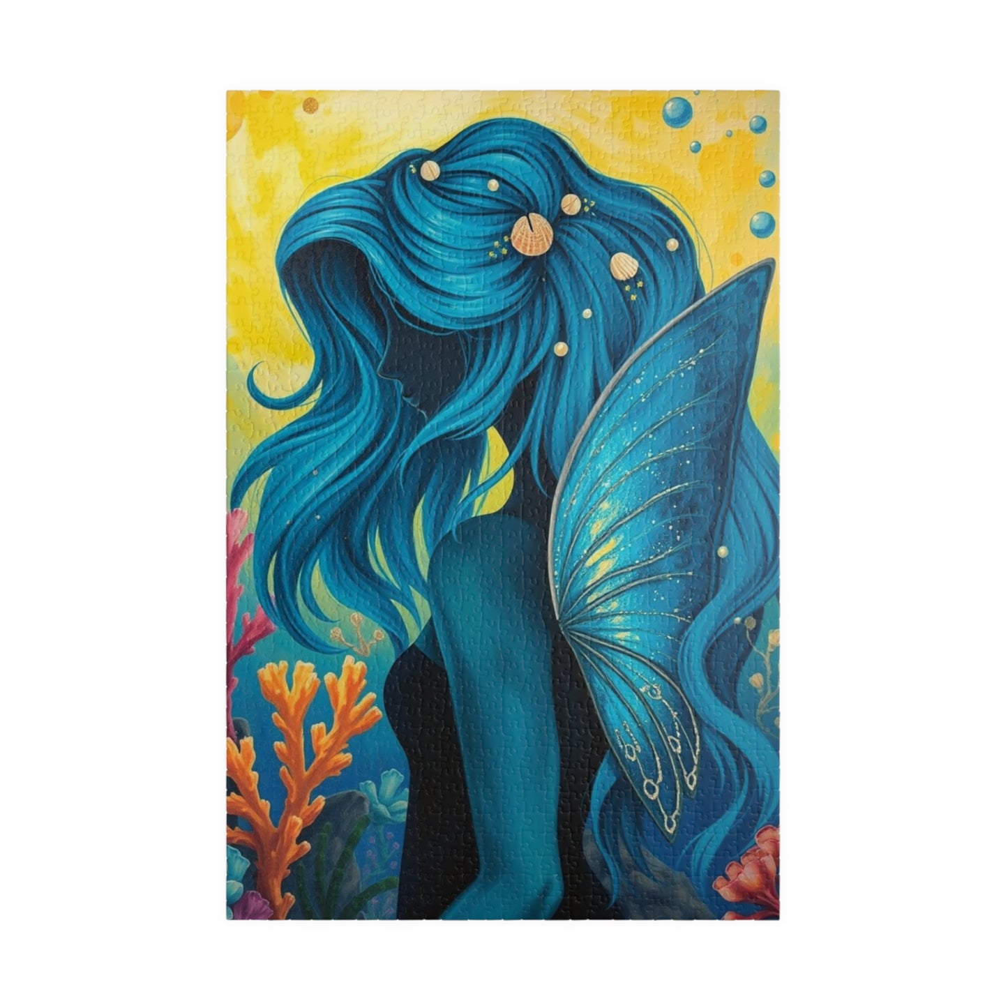 Sea Fairy Jigsaw Puzzle, Mermaid Silhouette Art Underwater Scene, Gift for Her Stress Relief Activity, Mind Challenge, Relaxation Gift 1014 pcs (Vertical) Puzzle The Puzzle Chest
