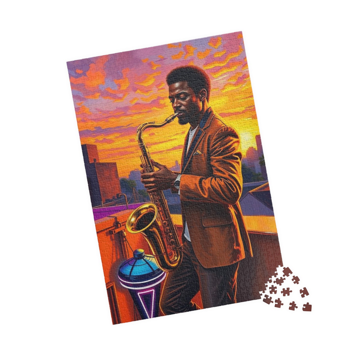 Jazz Evening Puzzle - Black Man Portrait, Black Art, Afro American Musician, Gift for Music Lovers, Family Entertainment, Creative Activity Puzzle The Puzzle Chest