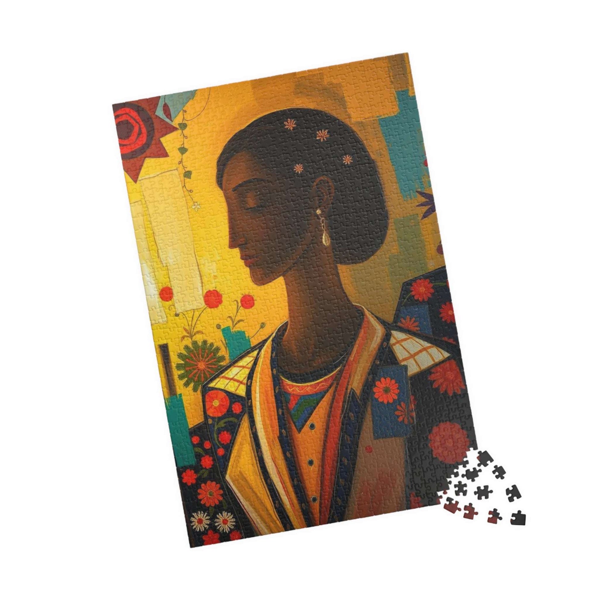 Beautiful Woman Art Puzzle, Afrocentric Jigsaw Game for Adults, Black Art Lover Gift for Friends, Mindful Activity, Mental Exercise Puzzle The Puzzle Chest