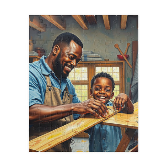 Family Bonding Jigsaw Puzzle, Black Father and Son Scene, Fun Family Activity, African American Afrocentric Cultural, Gift 110 pcs (Vertical) Puzzle The Puzzle Chest