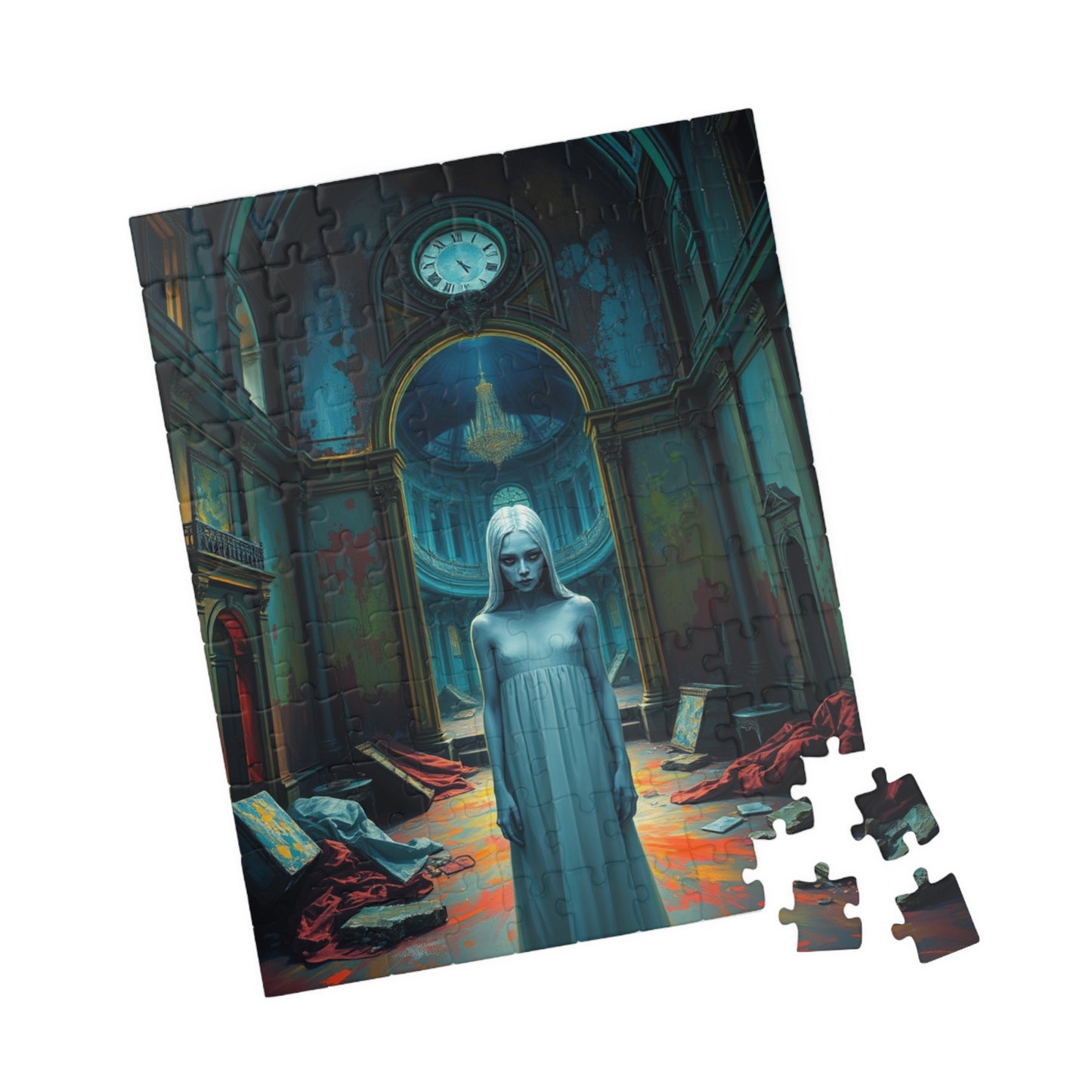 Gothic Puzzle, 110-1014 Piece, Grand Manor in Ruins with Pale Figure, Sorrowful Eyes, Adult Jigsaw Game, Halloween Decor, Haunted Mansion Puzzle The Puzzle Chest