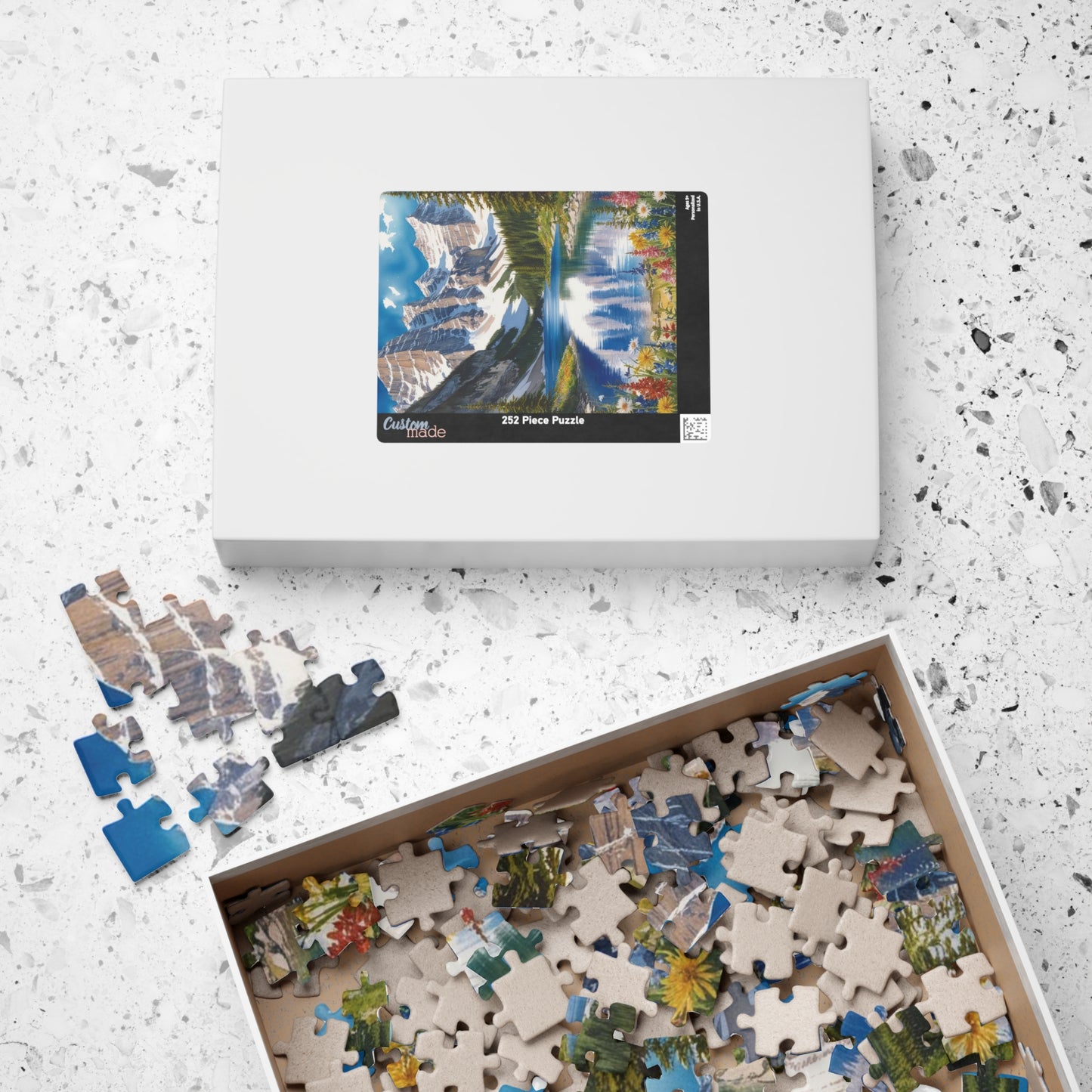 Serene Mountain Lake Landscape Puzzle, Snowy Peaks Wildflowers Art Jigsaw, Nature Lovers Gift, Fun Family Game Night Activity, Leisure Hobby Puzzle The Puzzle Chest